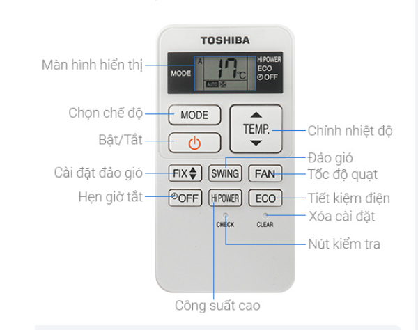 Cách sử dụng điều khiển điều hòa Toshiba ?